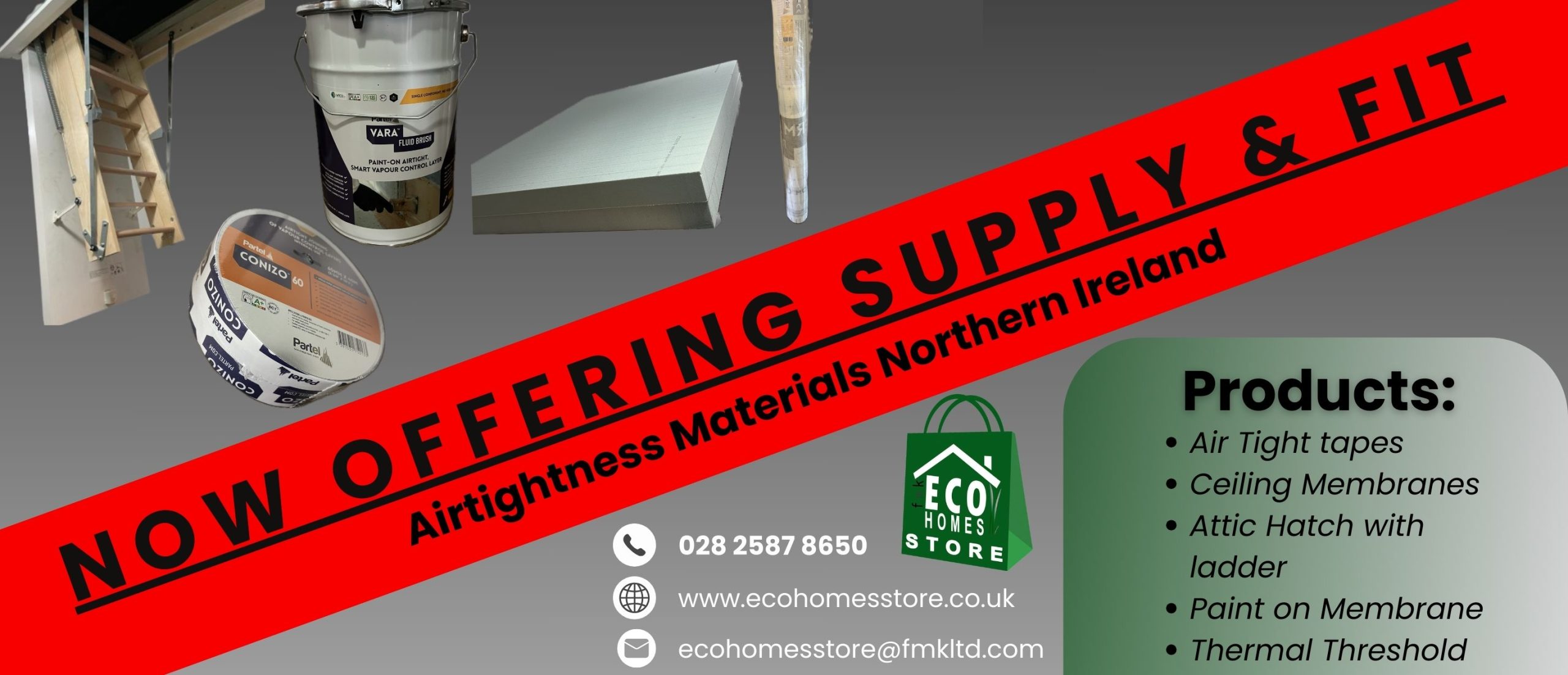 Supply & Fit air tightness materials Northern Ireland